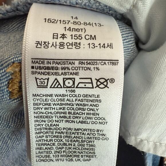 Gap Kids Bermuda High Rise Denim Jean Shorts Frayed Hem Light Wash Size 14 - Picture 9 of 10